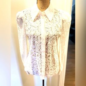 L’Agence lace shirt in ivory size small.